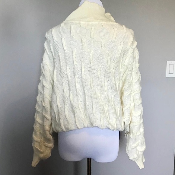 Ivory Angora Blend Ruched Batwing Sweater - Picture 5 of 6